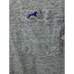 Vtg Men Polo Shirt XL Tall Blue Striped Logo Le Chat USA 80s‎ Preppy Old Money